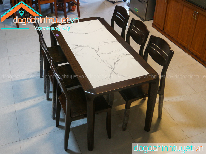 Bàn ghế ăn gỗ Sồi màu Óc Chó Thái Bình